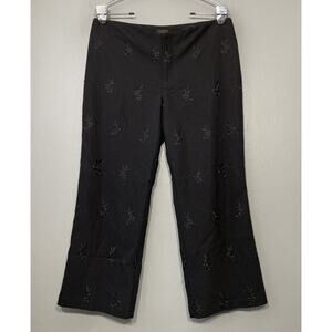 Studio Y Capris Size 11 12 Black Floral Embroidered Y2K Coquette Dark Romantic